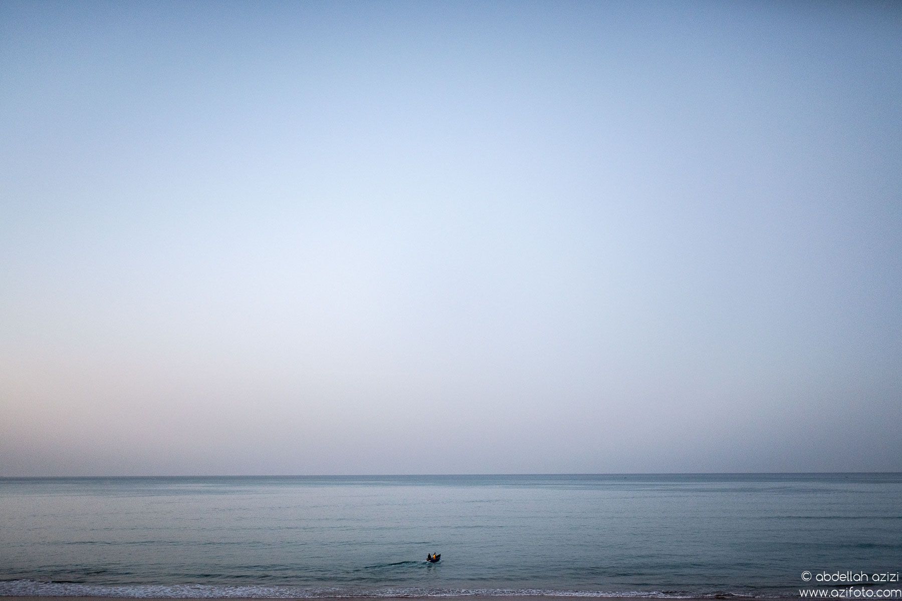 Fishing boat going to the ocean, Taghazout village, Morocco