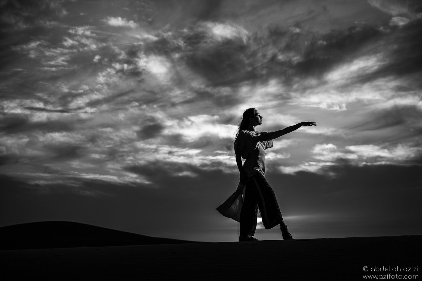 Black and white Desert dancer